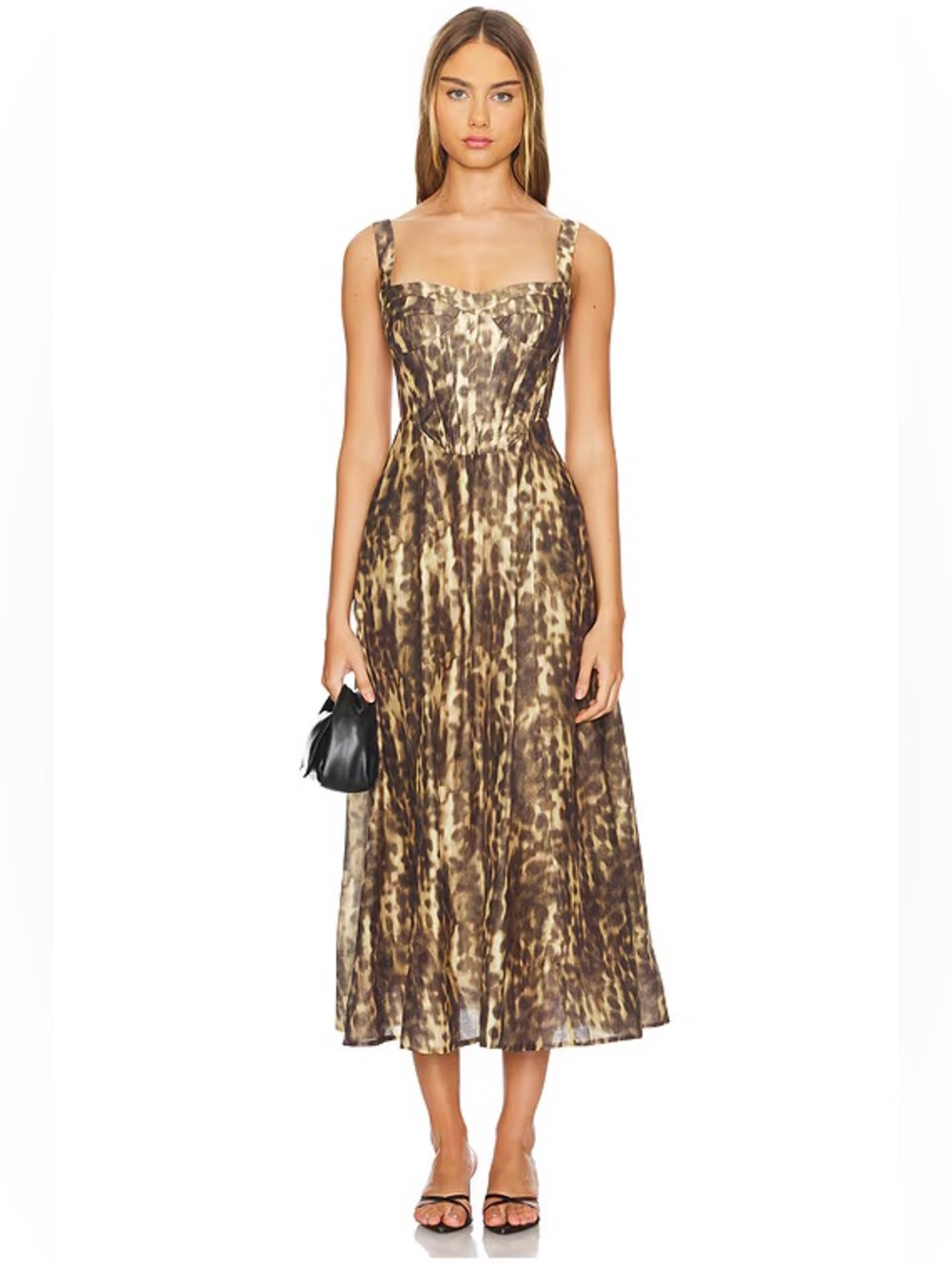 Bardot Women's Lilah Corset Midi Dress in Leopard Size 8
